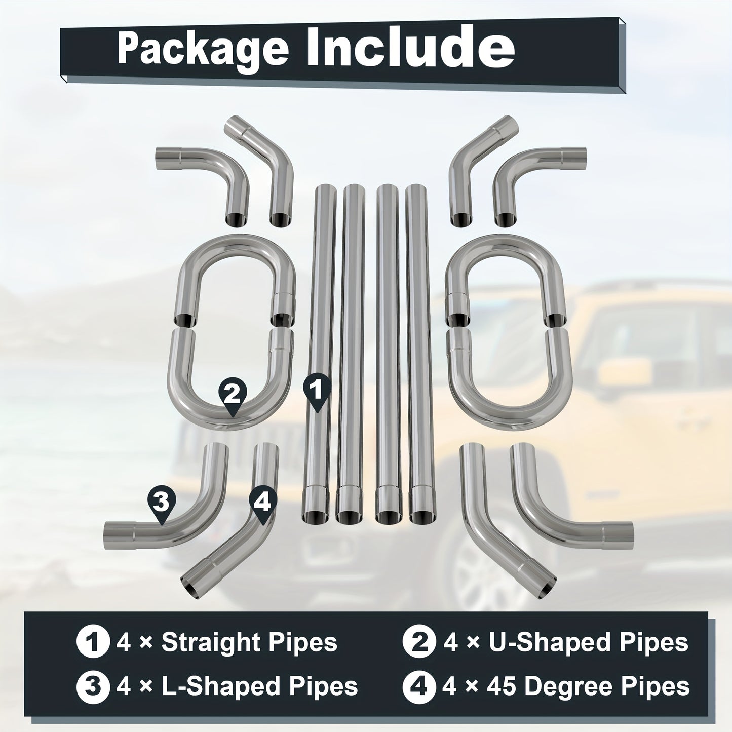 [Exhaust Kit Tubing] 2.5'' Mild Steel Exhaust Kit Tubing Mandrel Bend Pipe Straight U Bend 16 Gauge Universal