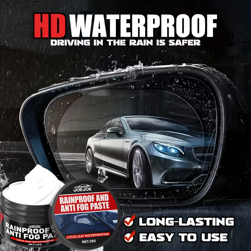 JOKJOK Waterproof Non-Wetting Car Glass Coating Wax - And -Fog And Rearview Mirror Polish, Fit for All Vehicles, Long-Lasting Rain Repellent Sprayable Paste (Before/After Protection) - Easy Application Kit