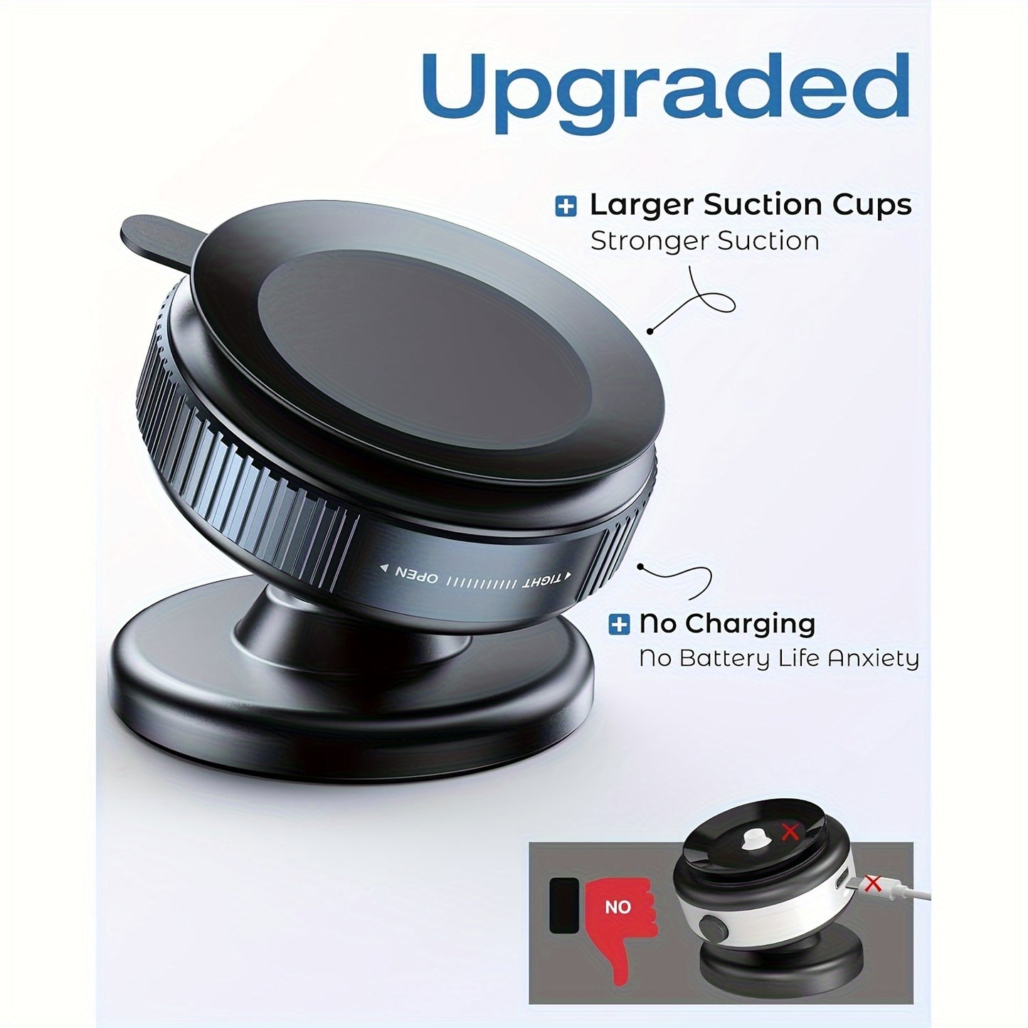 360-Degree Adjustable Vacuum Magnetic Suction Phone Holder, Suitable for Car/Gym/Mirror/Smooth Surface Hands-Free Suction Cup Phone Holder, Compatible with All Smartphones