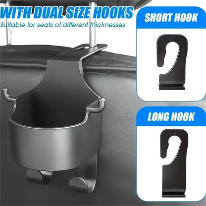 4pcs Multi-Function Car Seat Back Hook, Multi-Functional Car Seat Rear Hook, 2-In-1 Car Hook with Cup Holder- Essential Auto Interior Organizer Additions, Car Seat Headrest Hooks, Mini Car Trash Can