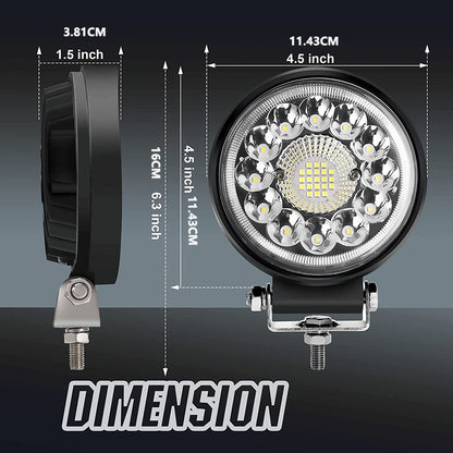 Set of 2 Round LED Off-Road Light Pods, 4.5 Inches, 42 Watts, Designed for Off-Road Driving, Suitable for 12V Vehicles Like Trucks, Tractors, Atvs, And Boats, Without Battery