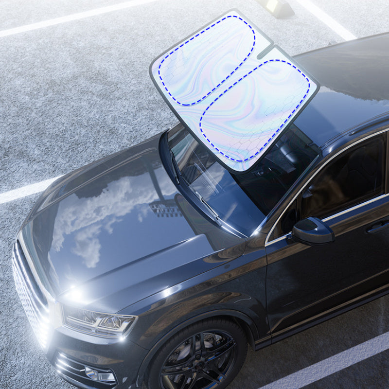 Upgraded Laser Insulation Car Sunshade Thickened 5-Layer Front Windshield Heat Blocker with Diamond Pattern, Fits All Vehicles, Golden/Black Design for Stylish Sun Protection, Vehicle Heat Shield | Stylish Car Accessory | Premium Quality Material