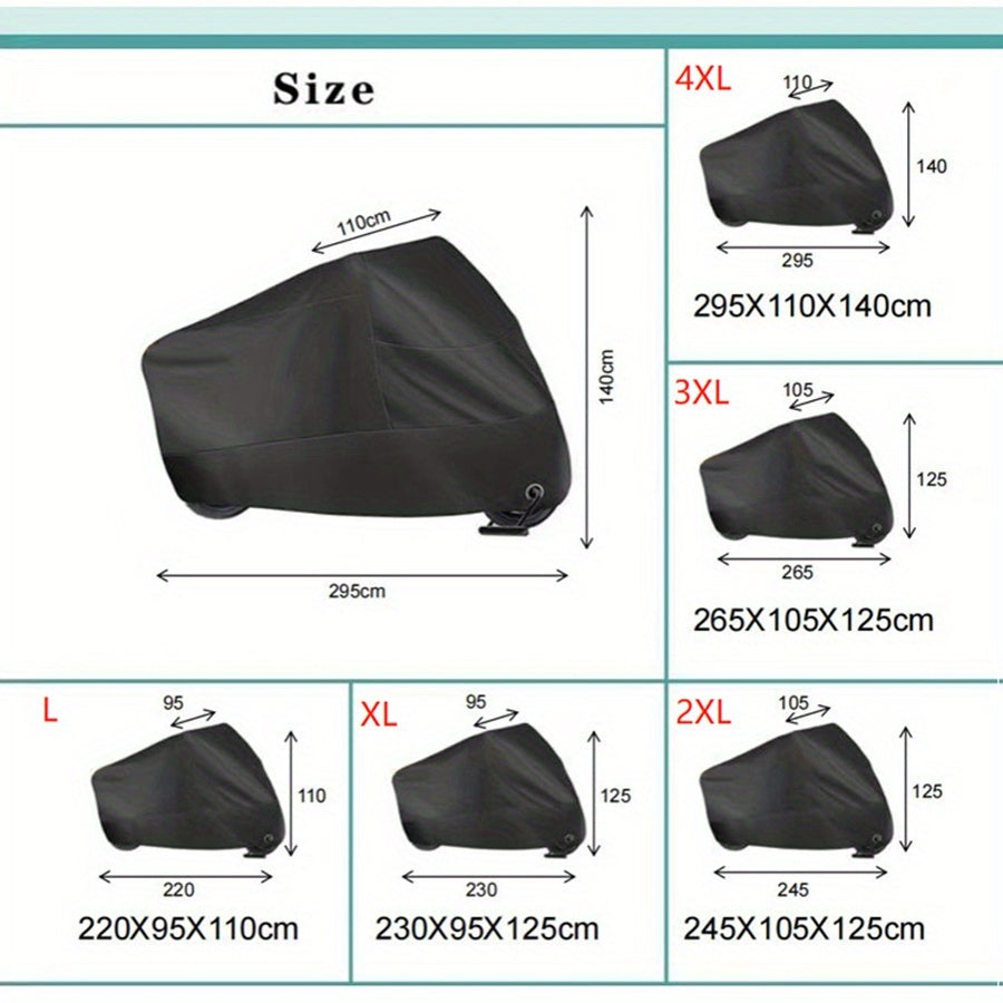 190T Universal Fit All-Waterproof, Dustproof, Sunscreen Heavy Duty Motorcycle Cover, Waterproof All Seasons Indoor Outdoor Protection, Sport Bikes Cruisers Scooter Touring Off-Road