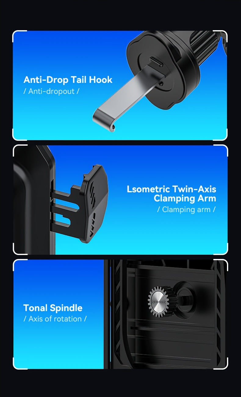 Fast Charging Wireless Car Charger with Auto-Clamping Mount, Compatible with Iphone 16/15/14/13/13 Pro/12 Pro Max/12 Pro/12/11/10 Series And Samsung Galaxy Series, Offering 15W/10W/7.5W Charging Through Air Vent