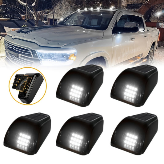 [Solar Powered, Wireless] 5pcs Multicolor Light Wireless Solar Powered Cab Lights With Motion Vibration Sensor For Truck For Truck Cab Roof Lights For Car Cab Lights For Universal Car Easy To Carry 16Led, Without Battery