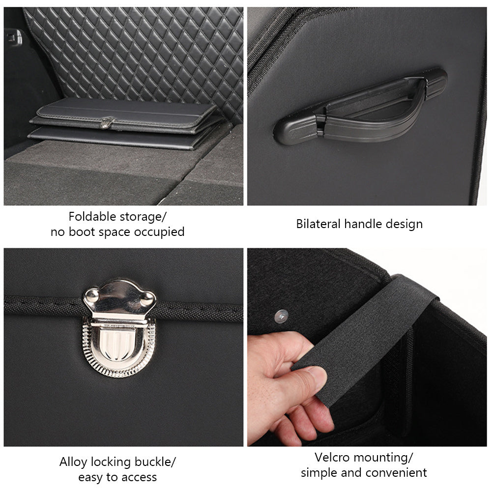 Multi-Compartment PU Leather Car Organizer Box - Foldable Large Capacity Storage for SUVs, Cars, Trucks, Campers & Workspaces - Durable Auto Interior Accessory, Highquality Material
