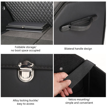 Multi-Compartment PU Leather Car Organizer Box - Foldable Large Capacity Storage for SUVs, Cars, Trucks, Campers & Workspaces - Durable Auto Interior Accessory, Highquality Material