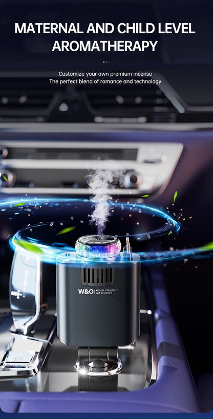 Three-In-One Multifunctional Car Charger, Perfume Machine, Starry Sky Ceiling Light, Dual 80cm/32inch Type-C+Lightning Retractable Cable, Air Freshener, Adapter For IPhone 16/15/Plus/Pro Max, For S25/24, Great Christmas Birthday Gift.