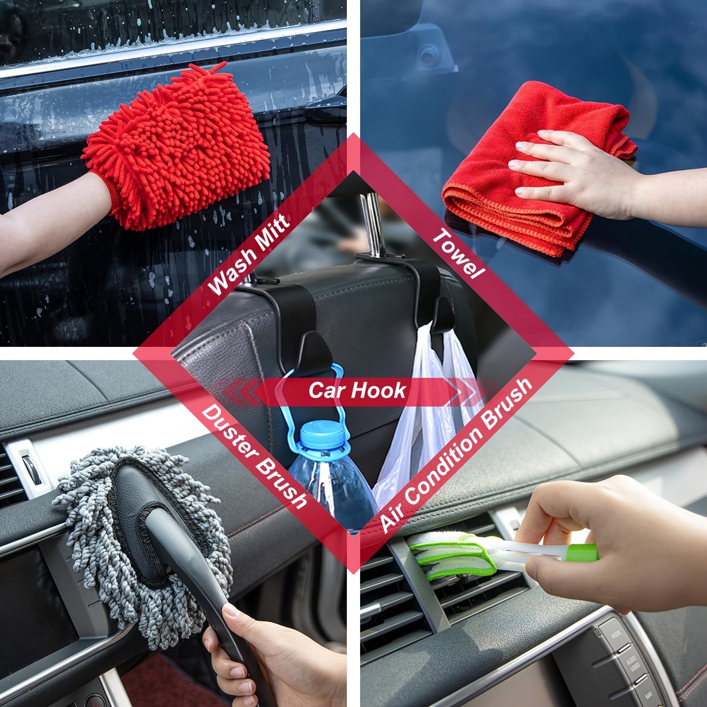 Complete Car Cleaning Set Featuring a Foam Gun Sprayer, Detailing Brushes, a Vacuum, a Windshield Cleaning Tool, a Tire Brush, And Towels for Thorough Interior And Exterior Detailing, Without Battery