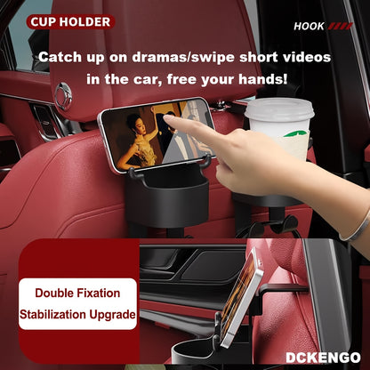 4pcs Multi-Function Car Seat Back Hook, Multi-Functional Car Seat Rear Hook, 2-In-1 Car Hook with Cup Holder- Essential Auto Interior Organizer Additions, Car Seat Headrest Hooks, Mini Car Trash Can