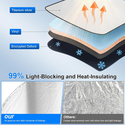 2026 NEW Windshield Sunshade Large Upgraded Universal Front And Side Window Sun Cover Block Sun Heat Protect Vehicle Interior Accessories Sunshades Prevent Prying And Protect Privacy, with Super Adsorption Suction Cups, Summer Gift for Can(M/L)