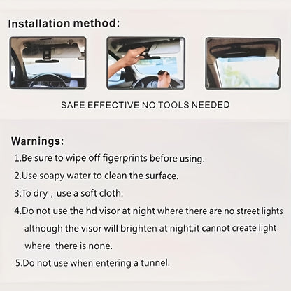 Car Visor Extender, Polarized Anti-Glare UV400 Blocker, Safety Clip Adjustable Extender, Universal, Safe And Comfortable Driving