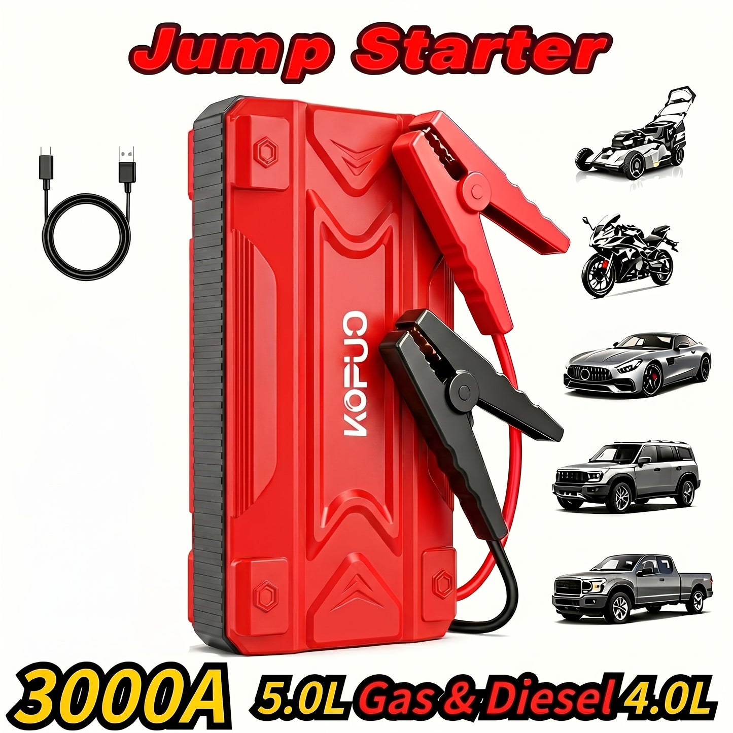 6000-20000A Peak Single Jump Starter Or 12V Portable Car Jump Starter with Air Compressor, Jump Starter Battery Pack with 150PSI Tire Inflator, 7-in-1 Multi-functional Battery Booster Power Bank with LED Light, Car Battery Charger, Roadside Assistanc