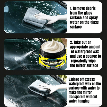 Powerful Waterproof Non-Stick Wax | Windshield, Rearview Mirror, and Glass Rain Repellent Coating - Long-Lasting Protection Polish Kit