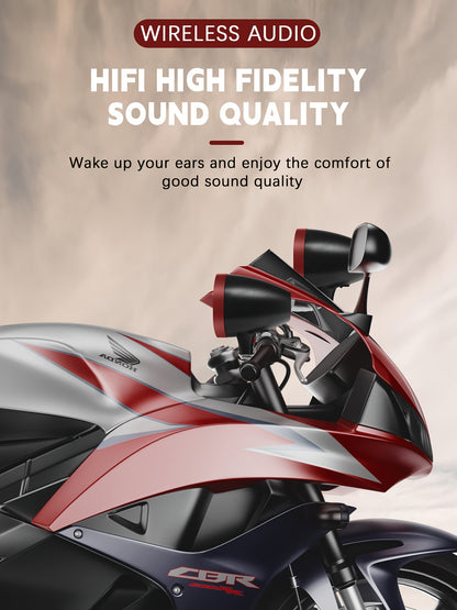 KORBROS Motorcycle Stereo Sound System with Built-In Amplifier, MP3 & USB - 12V Speakers for ATVs, Handlebar Mount