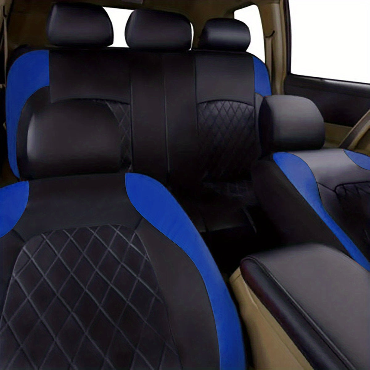 Deluxe All-Season Quilted PU Leather Car Seat Covers - Comfy Sponge-Padding, Universal Fit, christmas gifts