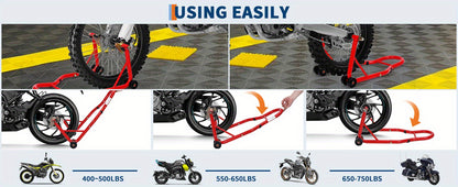 Motorcycle Stand Lift - 900Lbs Front & Rear Combo Universal Motorcycle Stands, Compatible with Most Yamaha for HONDA for SUZUKI for BMW Motorcycles, Red