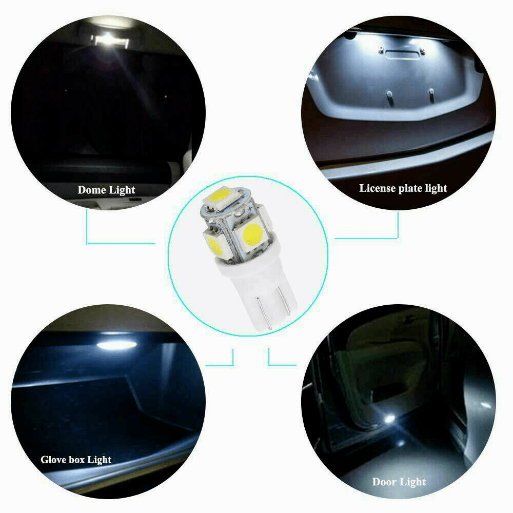40PCS Car LED Combination Set 12V-T10 Width Indicator Dual Pointed Reading Light,Car Interior Combination LED Map Door Dash Gauge Instrument Concierge, White