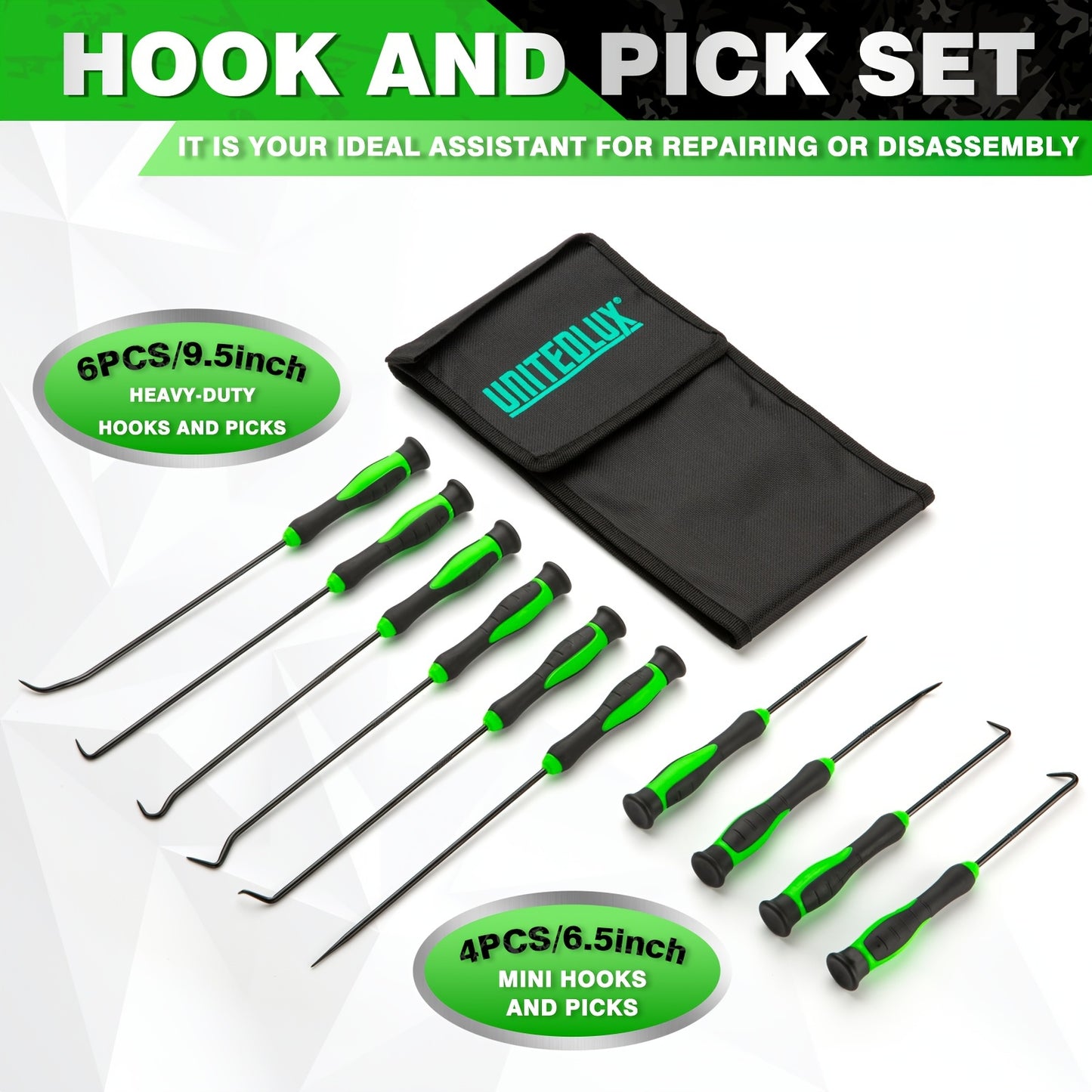 [Nice Gifts] 10pcs/6pcs Ultra Long Precision Hooks And Picks, Made Of High-Quality Steel, With Slip Handles And Non Electric Metal Hand Tools, Used For Maintenance Of Automotive Machinery And Electronic Products. Nice Gifts, Without Battery