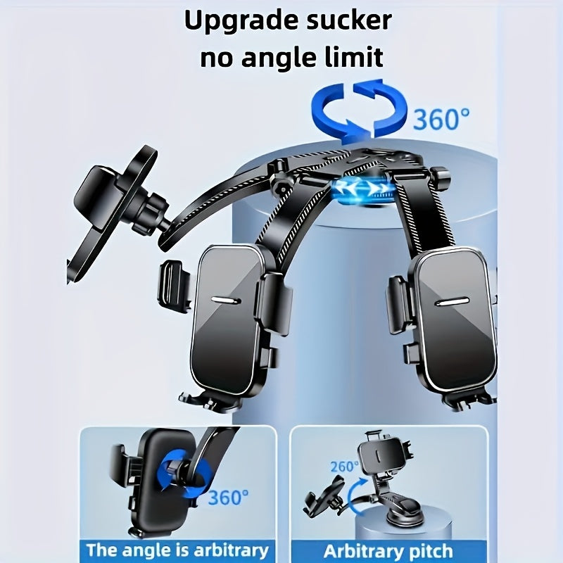 An Upgraded Version of a Chic Model Car Phone Holder That Can Be Adjusted for Both Horizontal And Vertical Positions. This Universal Suction Cup Holder Is Stable for Car Navigation And Fits All Mobile Phones, Making It Perfect for Your Car Dashboard