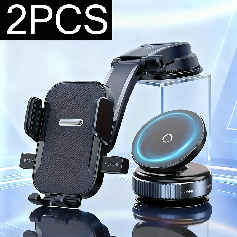 360-Degree Adjustable Vacuum Magnetic Suction Phone Holder, Suitable for Car/Gym/Mirror/Smooth Surface Hands-Free Suction Cup Phone Holder, Compatible with All Smartphones