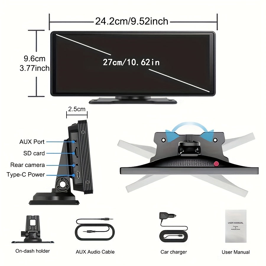 7-Inch Wireless Car Display with Car Audio, HD Touchscreen, 1080P Reversing Camera, Dashcam, GPS Navigation, Mirror Link, FM/AUX/USB/TF Interface, Compatible with All Car Models, a Must-Have for Vacations, And a New Year'S Gift for Dad And Driver