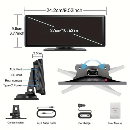 7-Inch Wireless Car Display with Car Audio, HD Touchscreen, 1080P Reversing Camera, Dashcam, GPS Navigation, Mirror Link, FM/AUX/USB/TF Interface, Compatible with All Car Models, a Must-Have for Vacations, And a New Year'S Gift for Dad And Driver