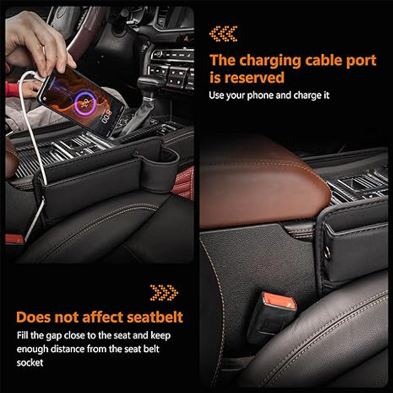 1 Set Universal Car Seat Gap Organizer - Multifunctional Storage Box with Pocket, Wallet, Keys, Card, Cup, and Phone Holder for Auto Interior Accessories