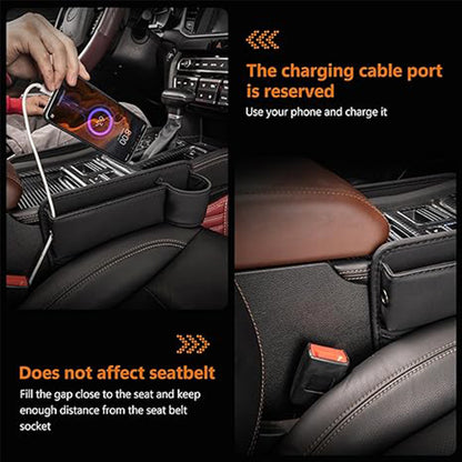 1 Set Universal Car Seat Gap Organizer - Multifunctional Storage Box with Pocket, Wallet, Keys, Card, Cup, and Phone Holder for Auto Interior Accessories