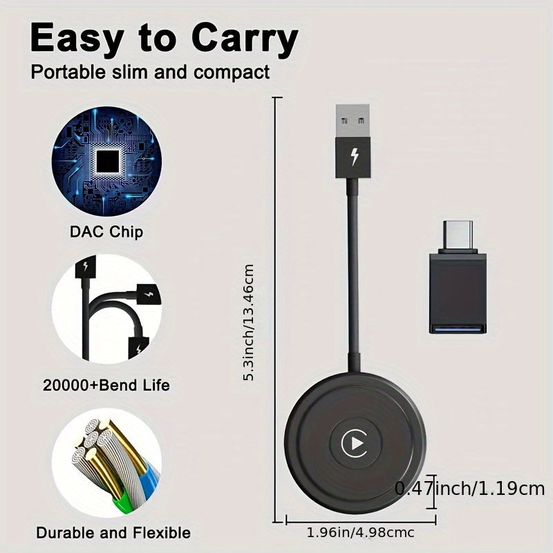 Wireless CarPlay Adapter for iPhone – Plug & Play USB Dongle, Converts Wired CarPlay to Wireless, Auto-Connect, No App Needed for Music, Calls & Navigation