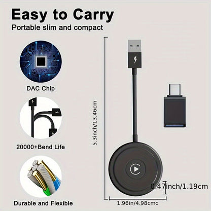 Wireless CarPlay Adapter for iPhone – Plug & Play USB Dongle, Converts Wired CarPlay to Wireless, Auto-Connect, No App Needed for Music, Calls & Navigation