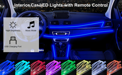 RGB Car Interior Ambient Light Kit – 5-in-1 Fiber Optic LED Strip 276 Inch, 16 Million Colors, Music Sync, App Control for Cars, Trucks & SUVs