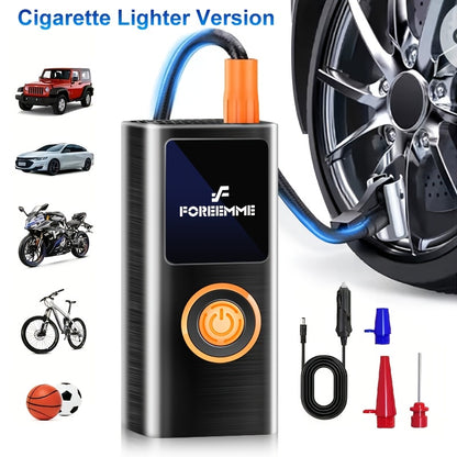 Portable Cordless Tire Inflator with Digital Gauge & LED Light – USB Rechargeable Fast Air Compressor for Car, Bike, Motorcycle & Sports Equipment
