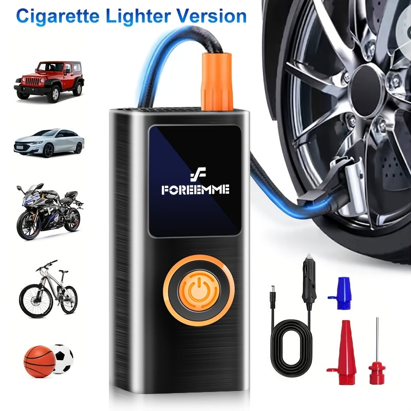 Portable Cordless Tire Inflator with Digital Gauge & LED Light – USB Rechargeable Fast Air Compressor for Car, Bike, Motorcycle & Sports Equipment