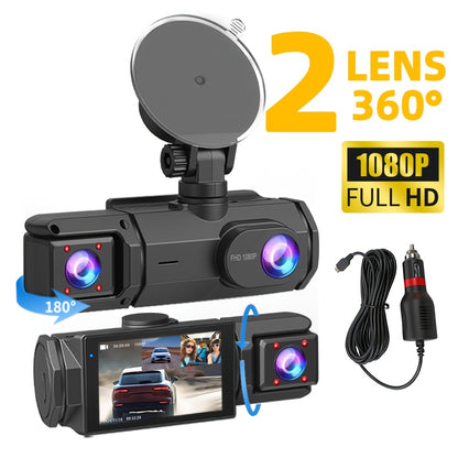 1080P HD Front And Cabin Dual-Camera Dash Cam, Equipped with 2-Inch IPS Screen, 170° Front Wide Angle And 140° Rear Wide Angle, ADAS Driving Assistance, G-Sensor, Loop Recording, Night Vision, 24-Hour Parking Mode - Sd Card Not Included