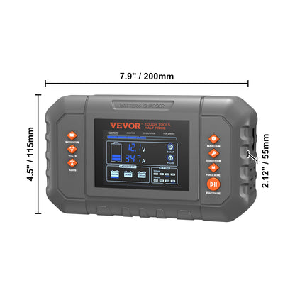 VEVOR Smart Battery Charger, 35-Amp, Lithium LiFePO4 Lead-Acid (AGM/Gel/SLA) Car Battery Charger with LCD Display, Trickle Charger Maintainer Desulfator for Boat Motorcycle Lawn Mower Deep Cycle
