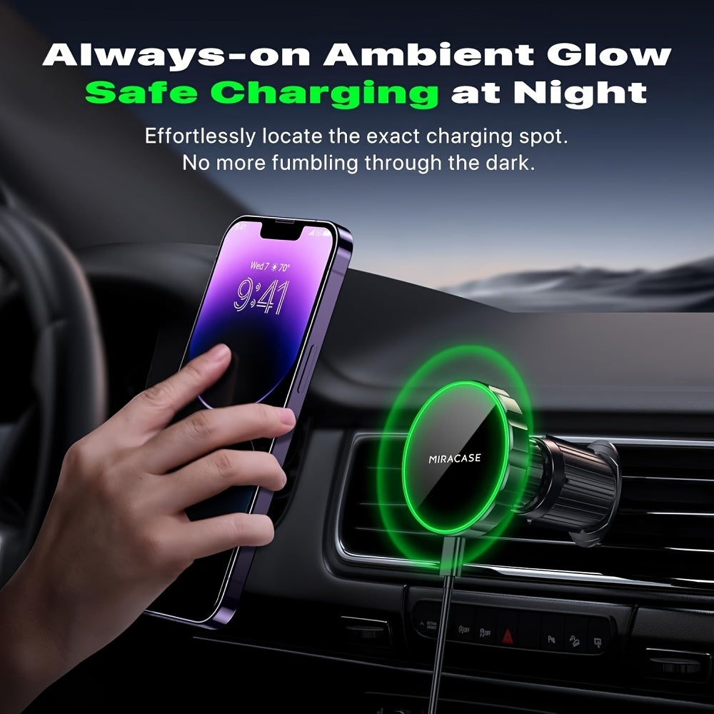 for Magnetic Car Mount Charger, 15W Fast Charging Magnetic Wireless Car Charger, Air Vent Car Phone Holder Charger Only Fit for iPhone 17 Pro Max/16/15/14/13/12 Series And Phones with Magnetic Cases(Note: Not Include Metal Rings)