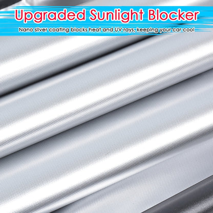 New Automatic Retractable Car Windshield Sunshade - Foldable Front Window Sunshade Blocks 99% of UV Rays And Heat, Fits Most Cars, Features a Easy Rolling Mechanism And Suction Cups (1 Pair)