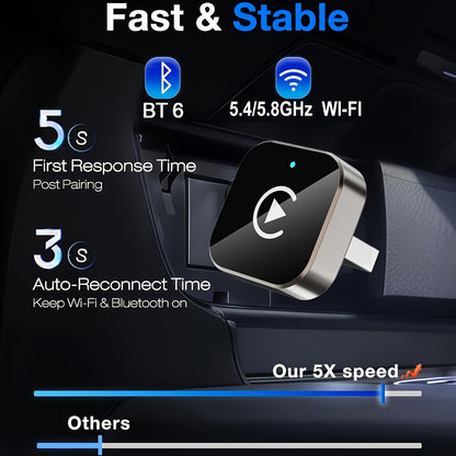 Wireless Carplay Adapter for Android Auto 2026 Upgrade: Converts Wired Carplay to Wireless Connectivity with a 2-In-1 Mini USB Design for Fast And Stable Connections. Compatible with Apple IOS 10 And Above And Android 11 And Above, Without Battery