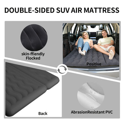 SUV Air Mattress: Inflatable Car Air Mattress for Camping, Flocking Car Bed with Air Pump And 2 Pillows, Portable Sleeping Pad Mattress for Home Car Travel Camping Black