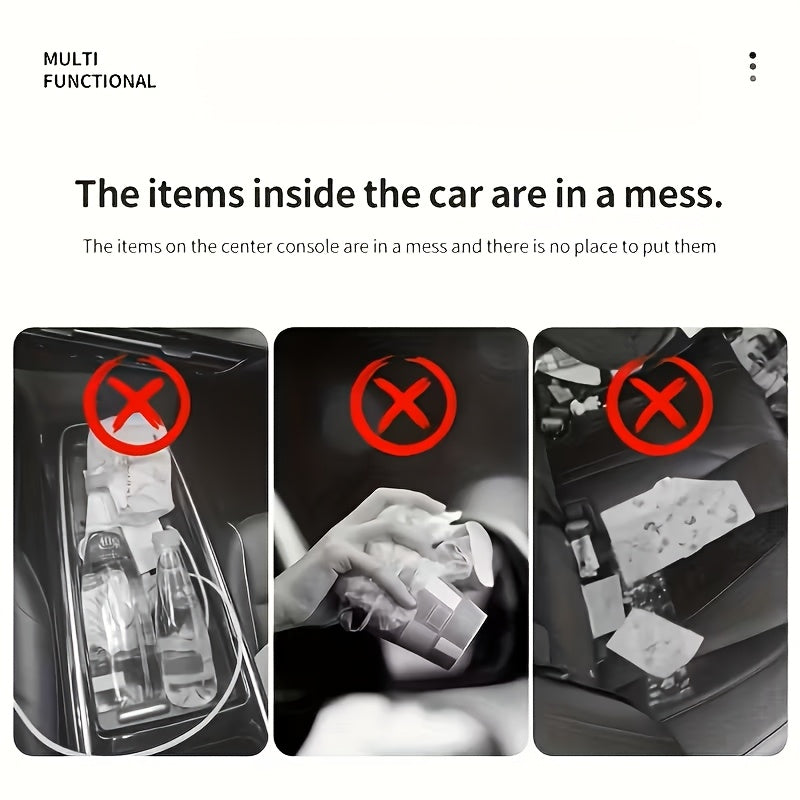 Multi-Functional Car Mounted Microfiber Trash Can Made of ABS Material That Does Not Deform And Is Suitable for 99% of Car Models, Suitable for Both Dry And Wet Use, Space Saving, And Non-Destructive Installation, Comes with Garbage Bags