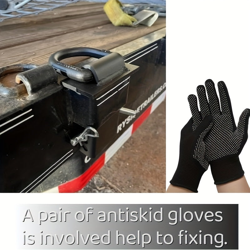 6/8pcs Stake Pocket D Rings Heavy Duty Removable D-Ring Stake Pocket Tie Down For Utility Trailers And Flatbeds Equipped With Hitch Pin, Removable Tie Down Utility For Flatbed Cargo Trucks. (Includes 2 Anti-slip Gloves)