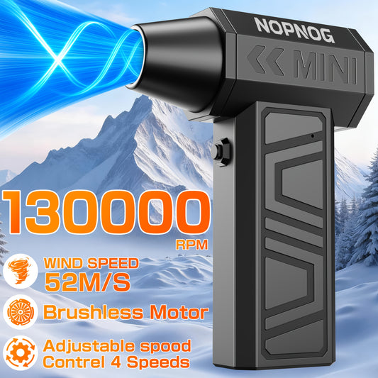 130000RPM Cordless Handheld Vacuum Cleaner, Type-C Charging Cleaning Turbo Blower Car Blowing Snow, Indoor Dust Removal, Rapid Cooling, Courtyard Snow Blower 4 Gears Adjustable Portable Jet Fan