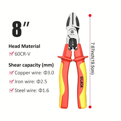 LAOA Insulated Needle-Nose Pliers/Wire Cutters/Diagonal Pliers, Multifunctional Electrician'S Manual Tool That Combines Cutting, Gripping, Twisting Screws, And Crimping Terminals All in One.