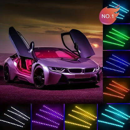LED Car Interior Light Strip 4pcs – 48 Color USB Powered, Music Sync, Remote & App Control, Under Dashboard Atmosphere Light for Truck, SUV & Vehicle