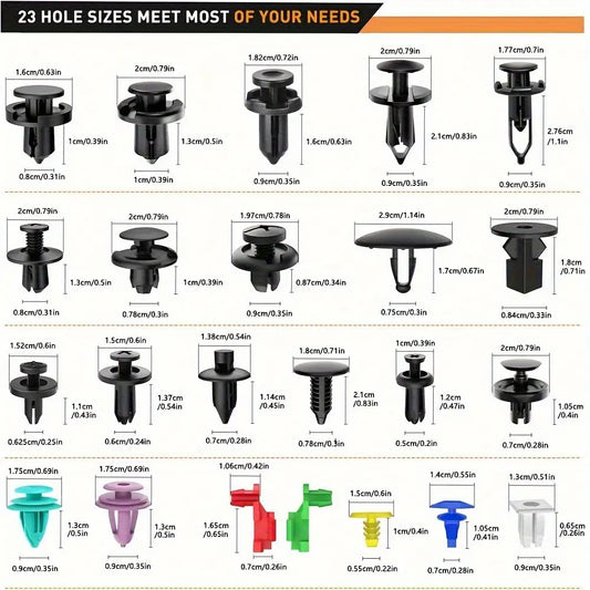 725pcs Automotive Fastener Clip Kit 23 Types of Car Clips, Car Bumper Clips, Car Parts Fender Clips, Universal Cable Tie And Trim Universal Plastic Clips with Removal Tool for Ford GM for TOYOTA for HONDA for CHRYSLER for bmw Benz for NISSAN for sub