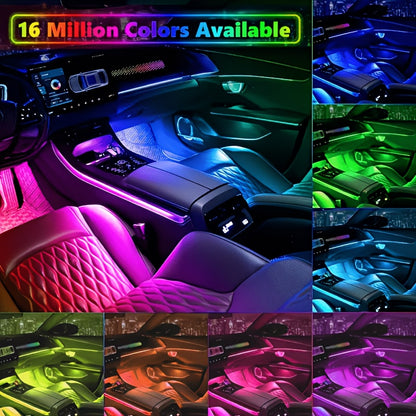 48-LED RGB Car Interior Ambient Light, Supports App Control/Usb/Car Plug, Compatible, LED Color Light Strips, Under-Seat Lighting Kit for All Car Models, Without Battery