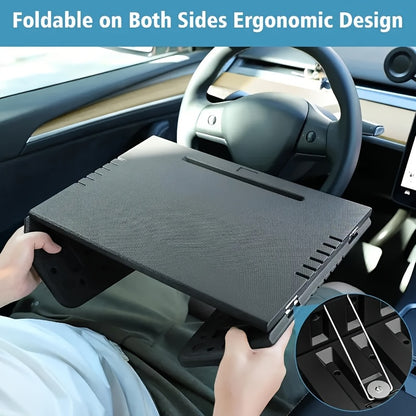 Foldable Car Desk – Portable ABS Work Table for Driver & Passenger, Fits Tesla Model Y/3 & Most SUVs, Perfect for Work, Dining & Studying