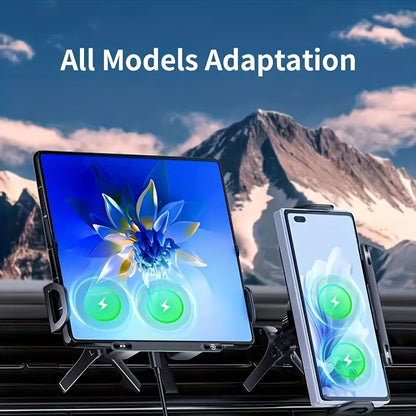 Car Holder with Wireless Fast Charging for Foldable Screen Phones Suitable for iPhone 8/X/11/12/13/14/15 Series, Samsung Note20/10/9/8 Series, S10/9/8 Series Fold 5, Fold 6/, W23/W24 Wireless Charging Output 5W/7.5W/10W/15W