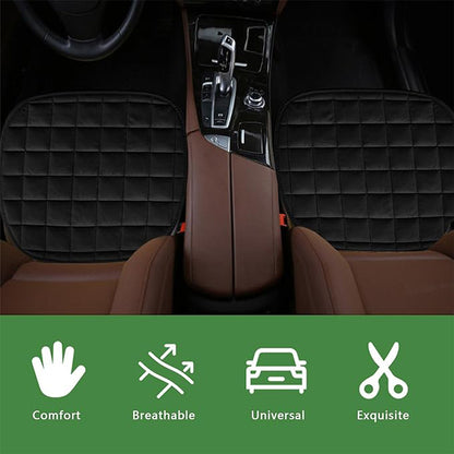 Four Seasons Plush Plaid Thick Warm Pad Car Seat Protector Seat Cover Universal Oval Car Seat Cushion, Soft and Breathable, Non-slip, Lightweight and Portable, Hand Washable Car Seat Protector Interior Accessories, Black 2 Front Seats and 1 Back Seat